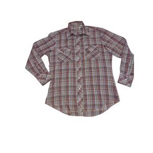 Vintage Pardners Plaid Pearl Snap Button Up Womens M Western W/ Gold